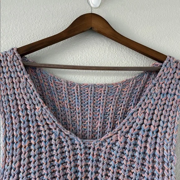 Free People‎ Chunky Knit Cotton blend Crop Purple Hoopla Sweater Vest XS - Picture 9 of 12